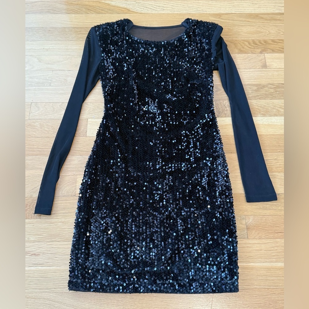 Holiday Christmas or New Years Dress Black Sequin Dress size small
